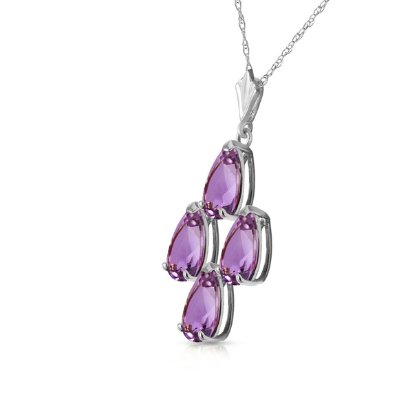 14K. SOLID GOLD NECKLACE WITH NATURAL AMETHYSTS - Picture 1 of 7